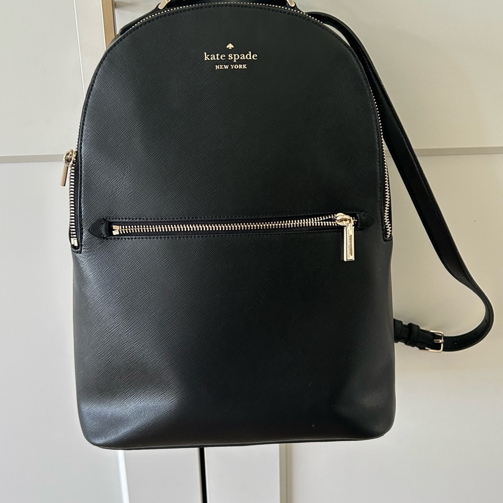 Kate Spade Black Leather Backpack Sleek Design